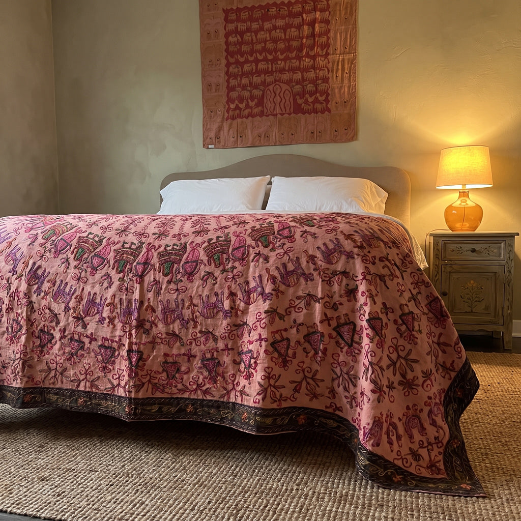 Bunchberry Handmade Aari Work Bedspread