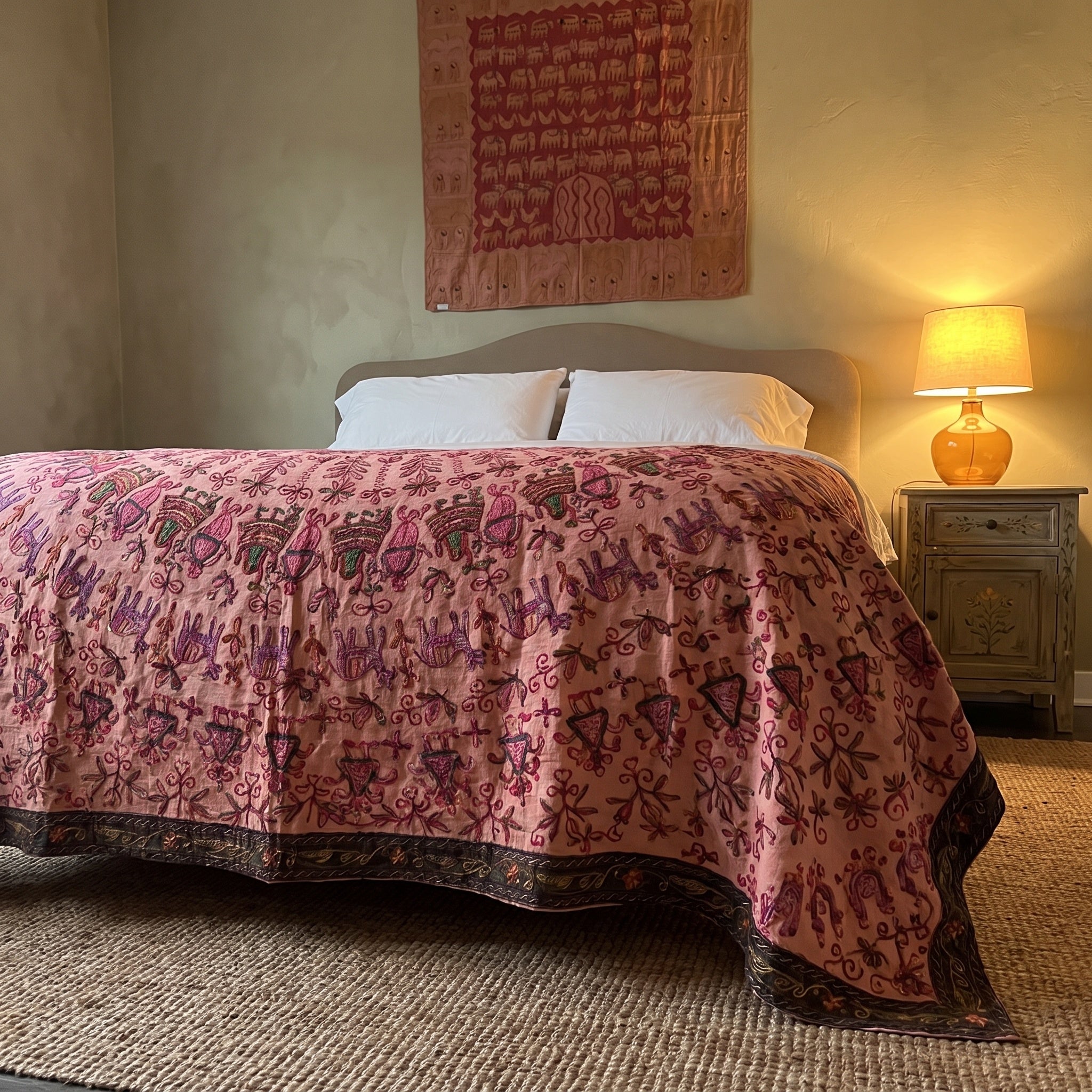 Bunchberry Handmade Aari Work Bedspread