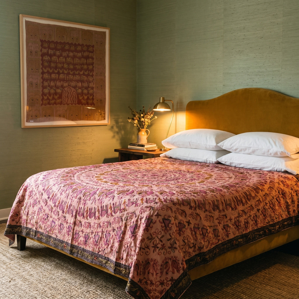 Bunchberry Handmade Aari Work Bedspread
