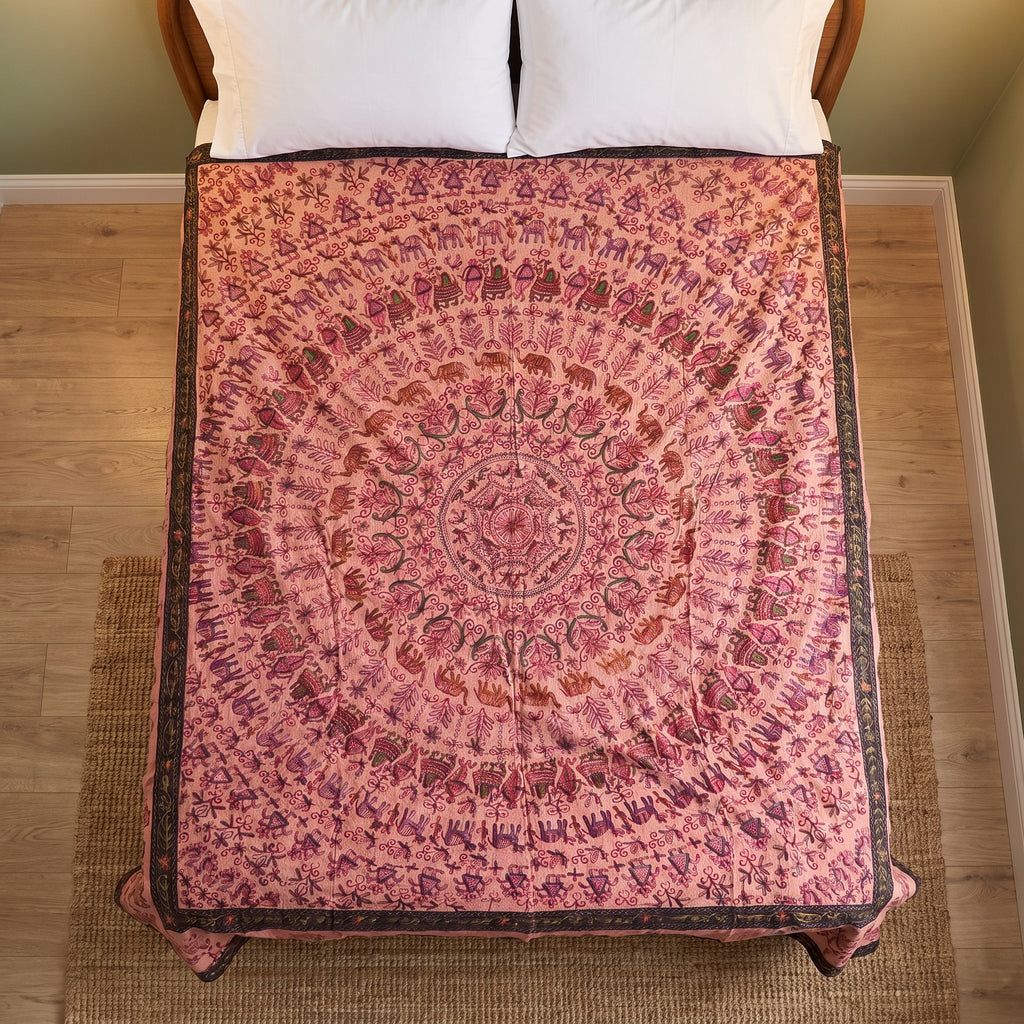 Bunchberry Handmade Aari Work Bedspread