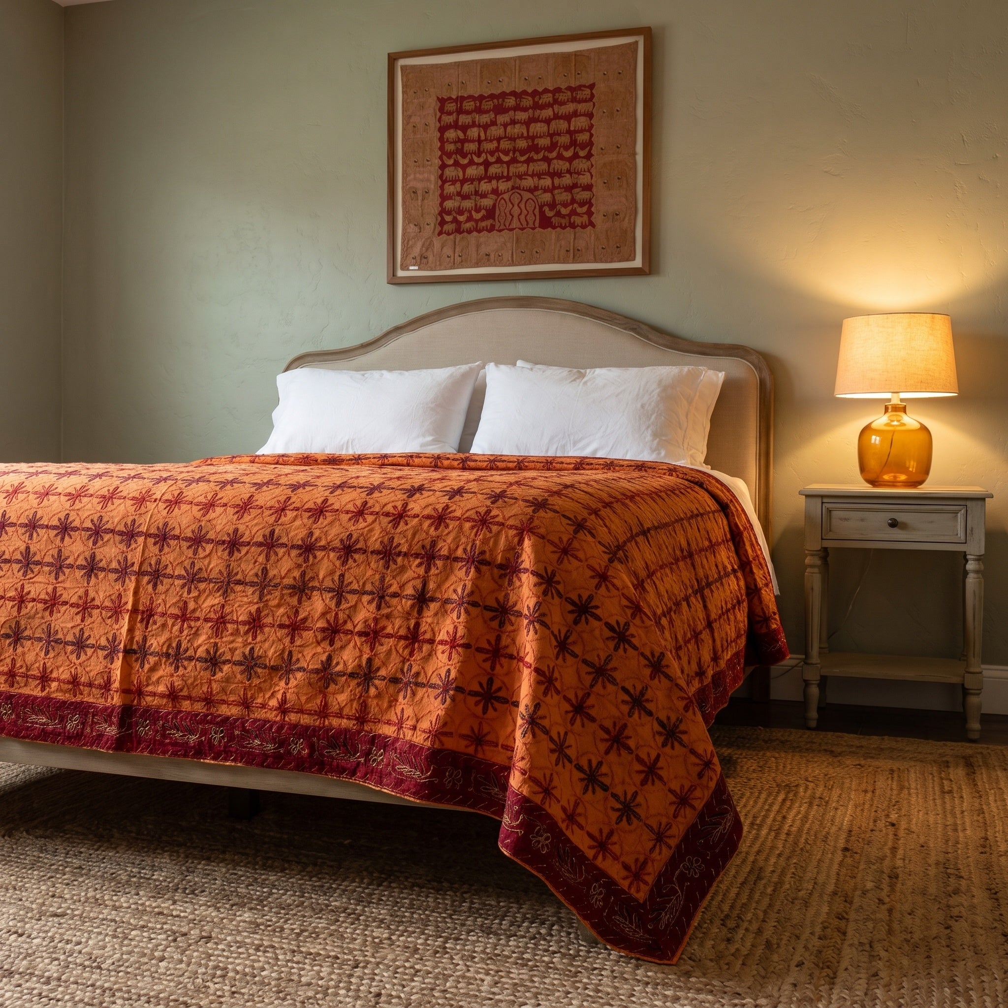 Fireweed Handmade Aari Work Bedspread