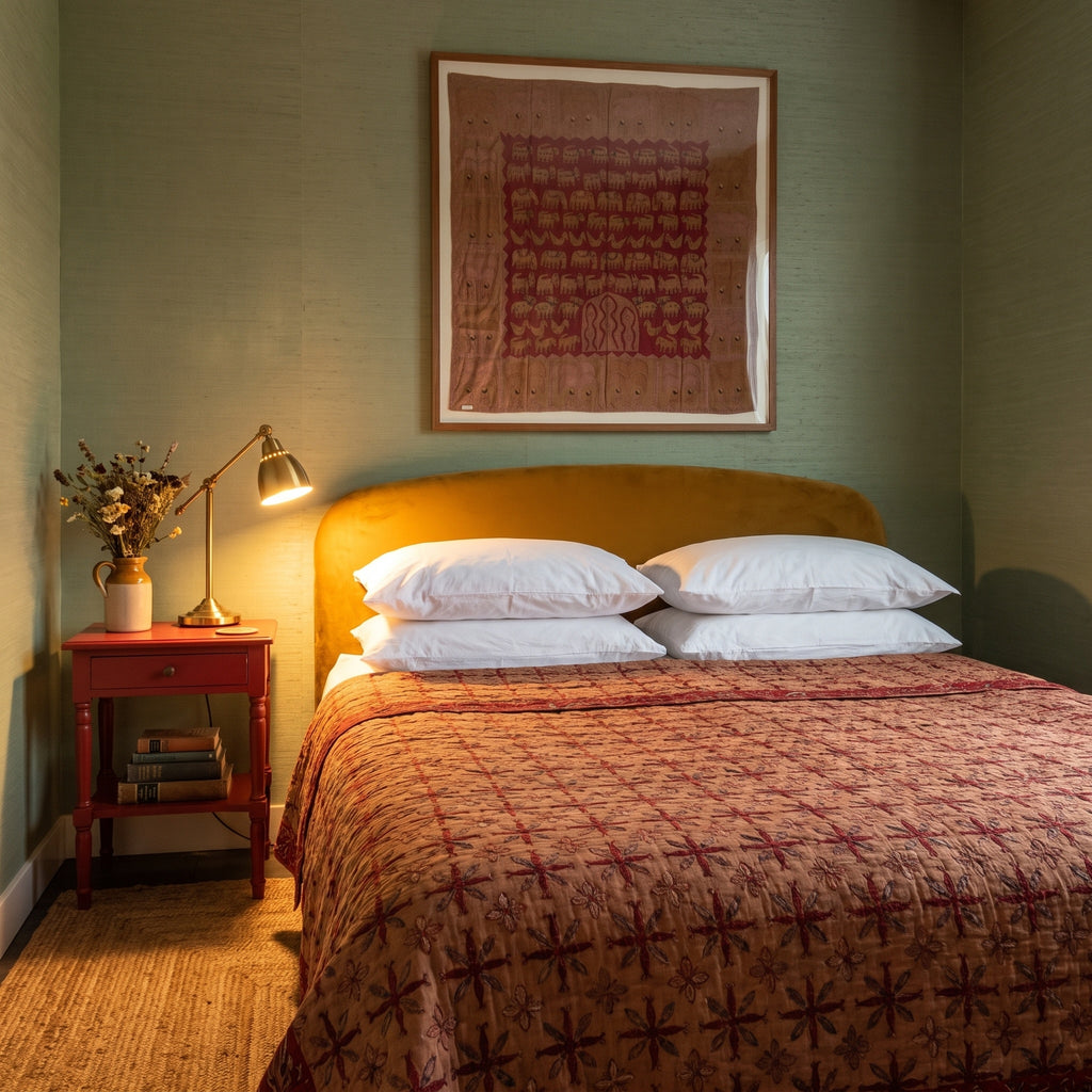 Canada Goldenrod Handmade Aari Work Bedspread
