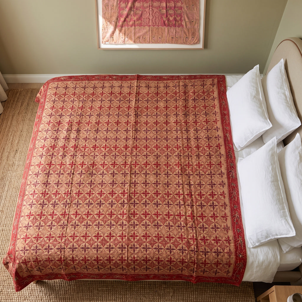 Canada Goldenrod Handmade Aari Work Bedspread