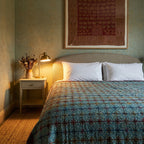 Red Columbine Handmade Aari Work Bedspread