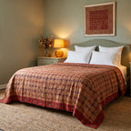 Twinflower Handmade Aari Work Bedspread