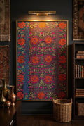 Moonlit Fern Luxury Vintage Suzani Kantha Throw