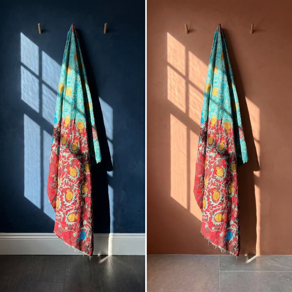 Dawn Hue Luxury Vintage Suzani Kantha Throw
