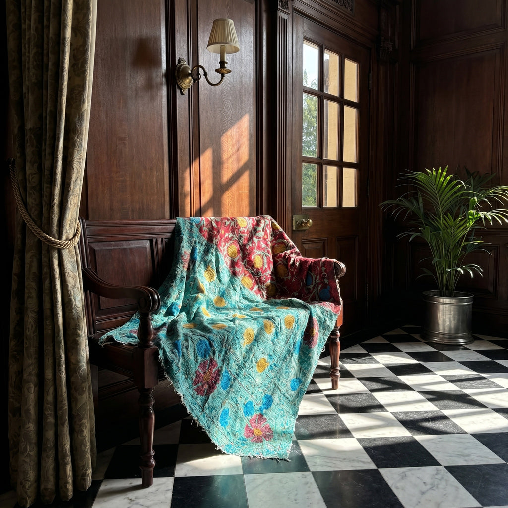 Dawn Hue Luxury Vintage Suzani Kantha Throw