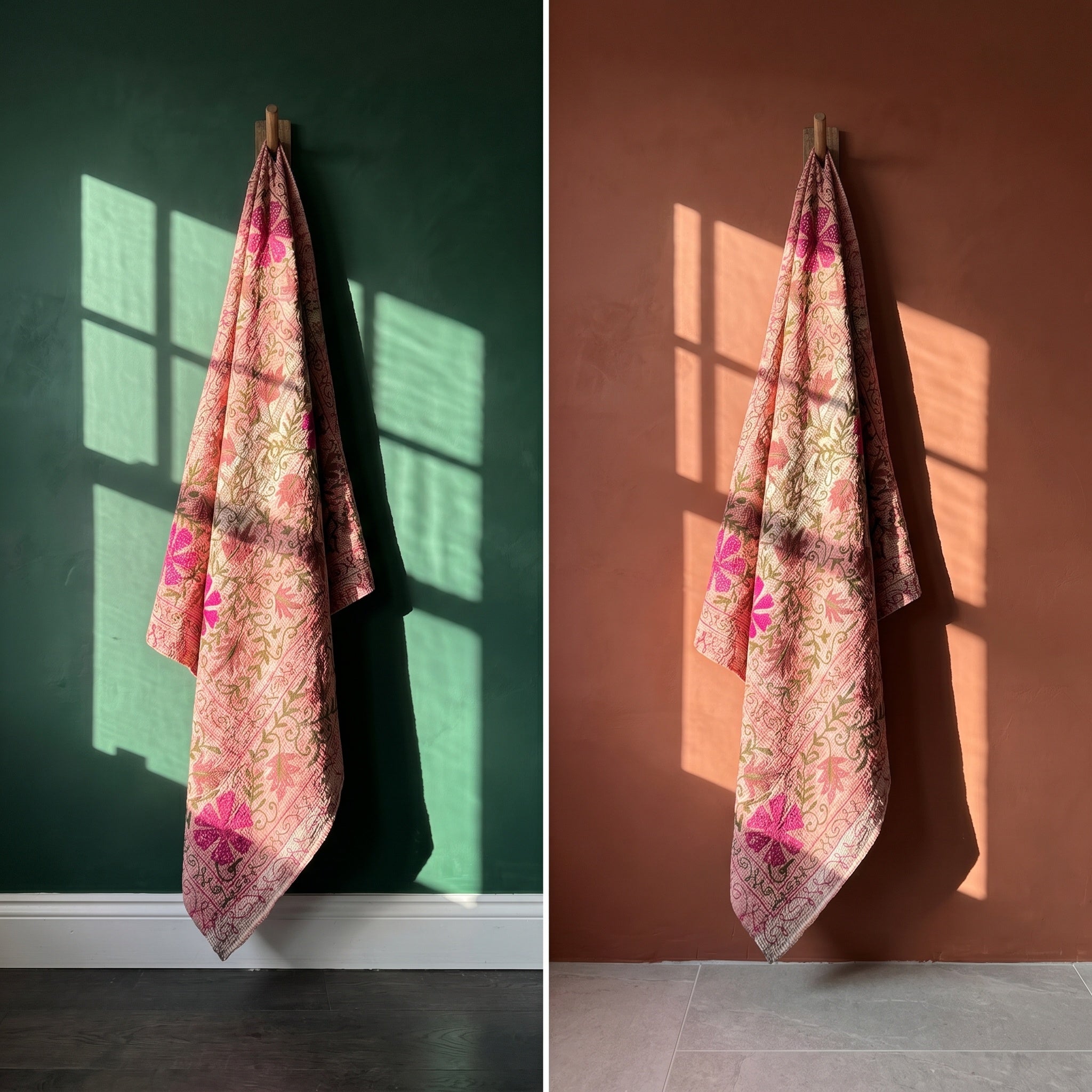 Whisper Mist Luxury Vintage Suzani Kantha Throw