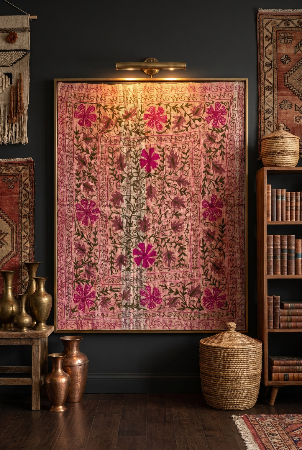 Whisper Mist Luxury Vintage Suzani Kantha Throw