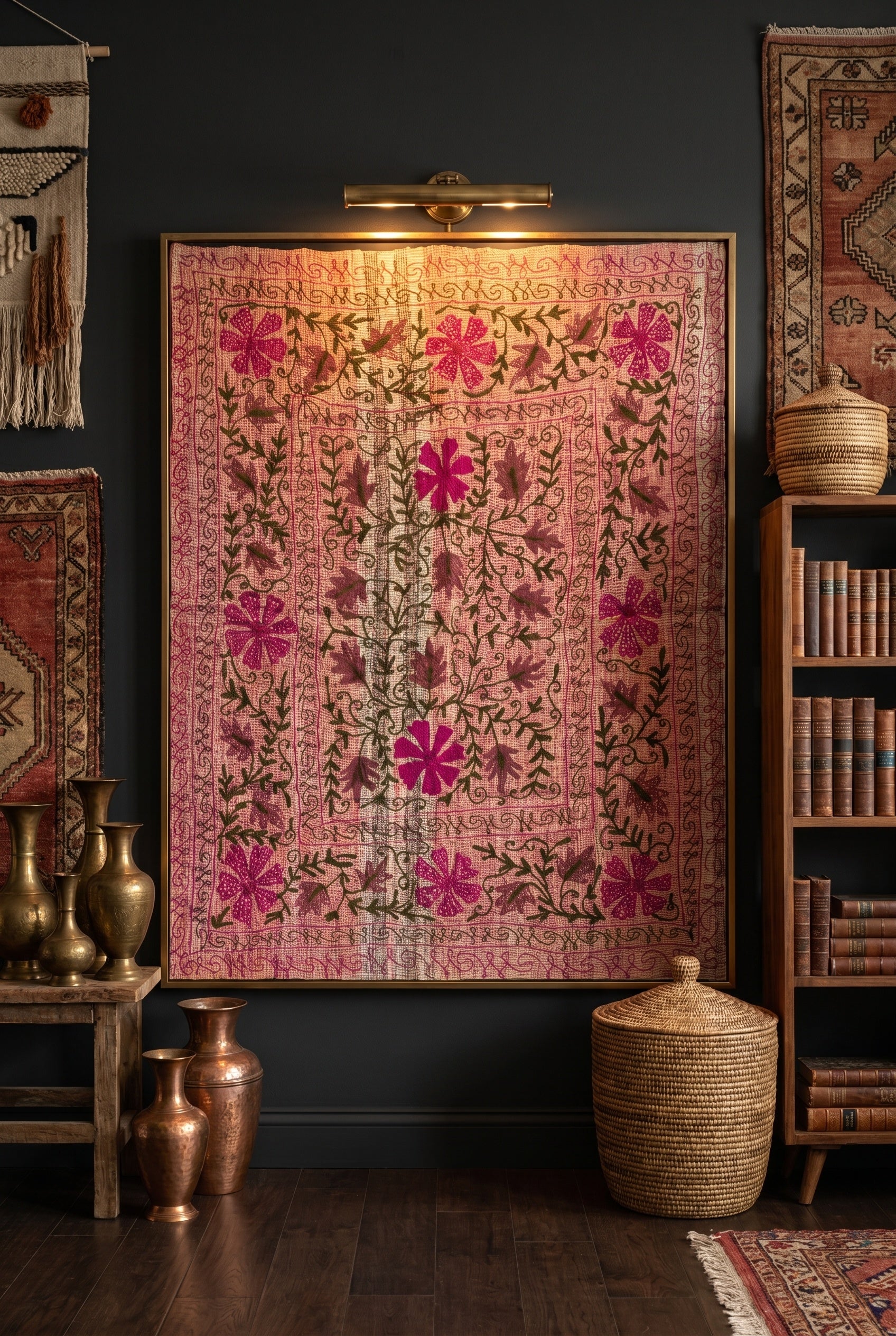 Whisper Mist Luxury Vintage Suzani Kantha Throw