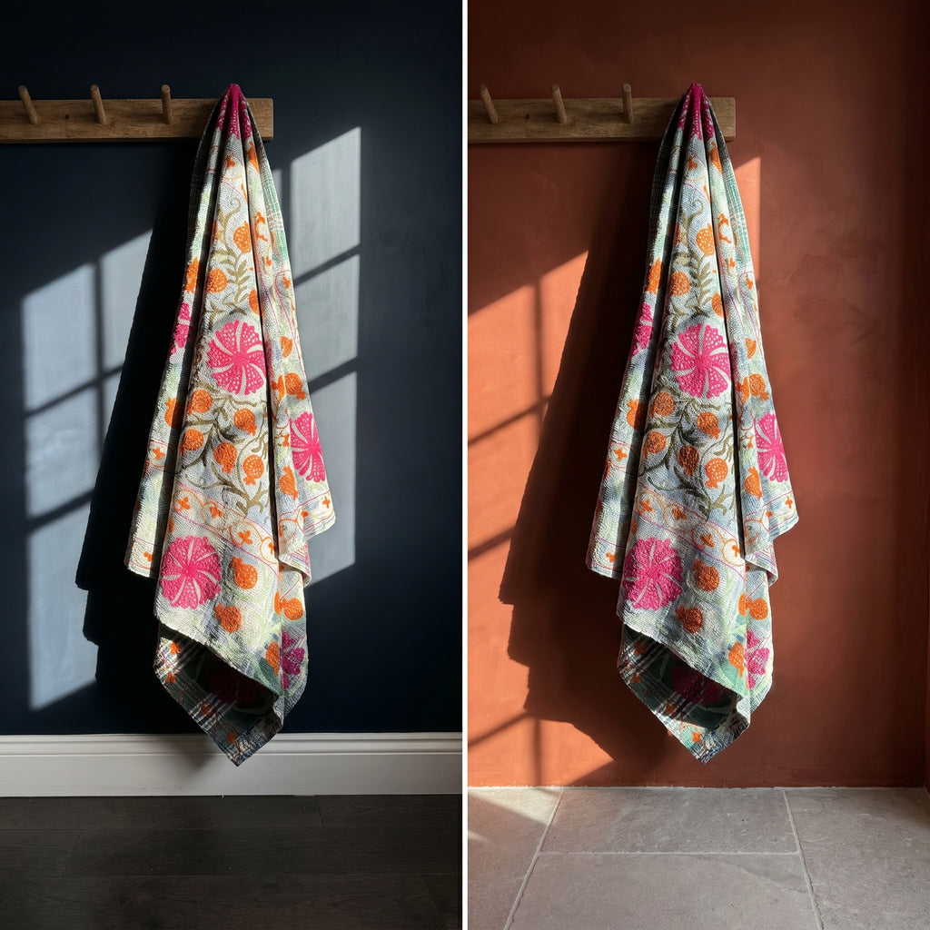 Terra Whispering Luxury Vintage Suzani Kantha Throw