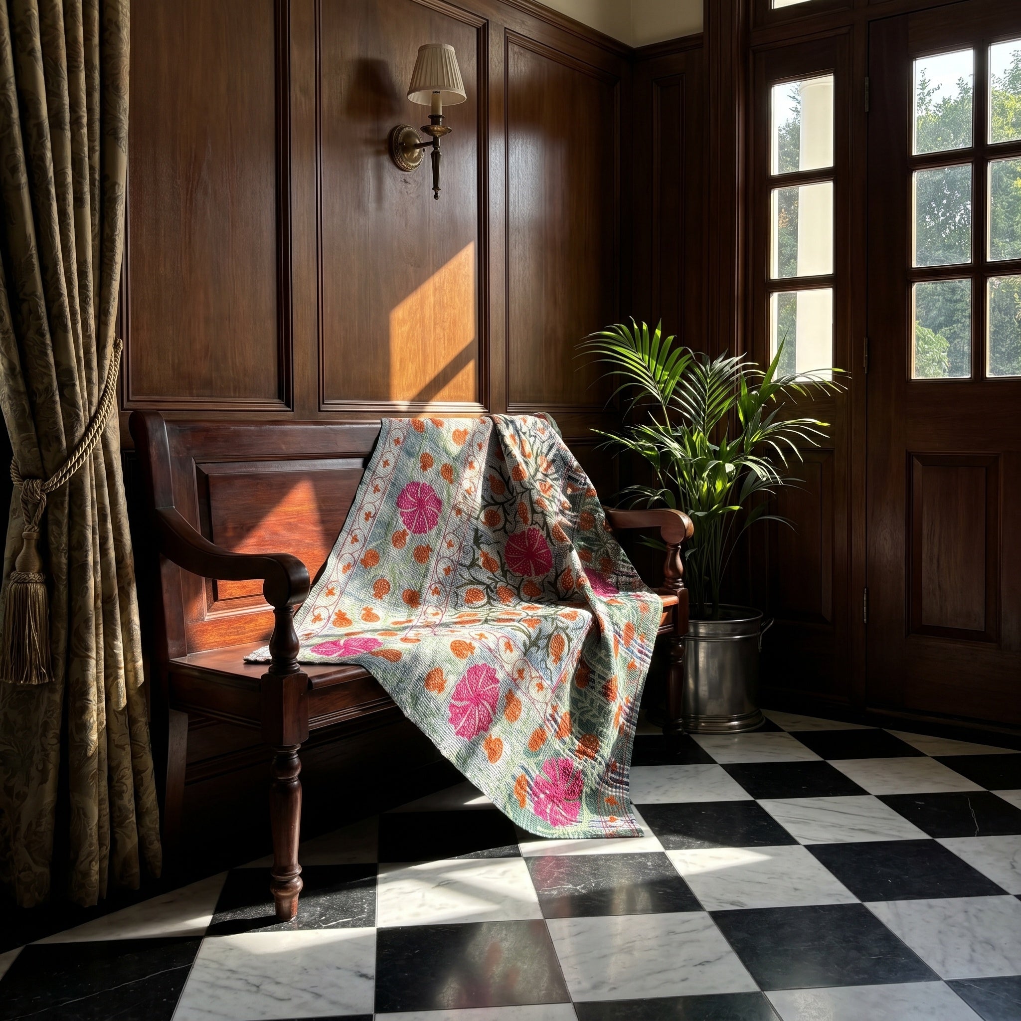 Terra Whispering Luxury Vintage Suzani Kantha Throw