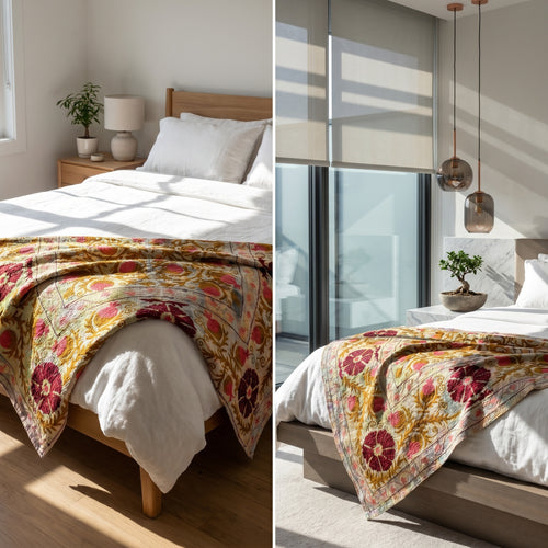 Amber Maple Luxury Vintage Suzani Kantha Throw