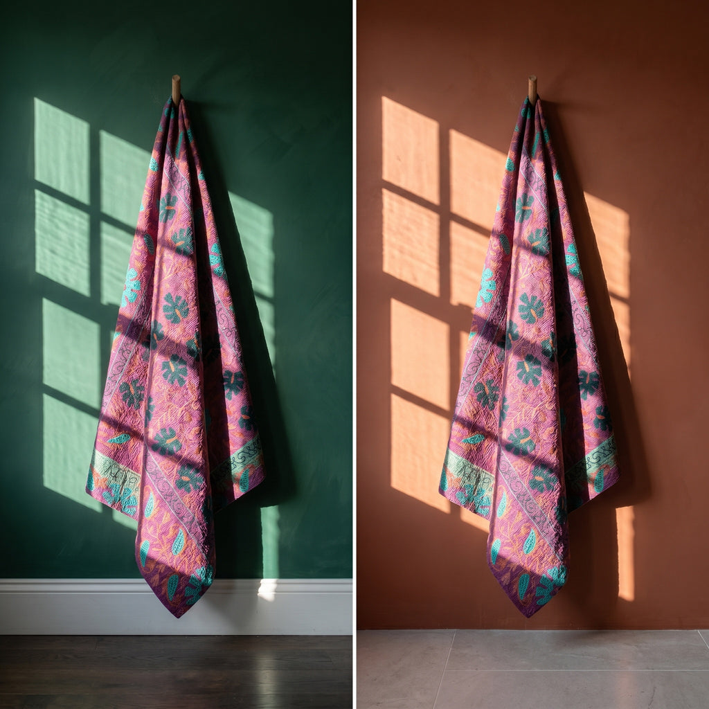 Mystic Lotus Luxury Vintage Suzani Kantha Throw