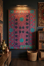 Mystic Lotus Luxury Vintage Suzani Kantha Throw
