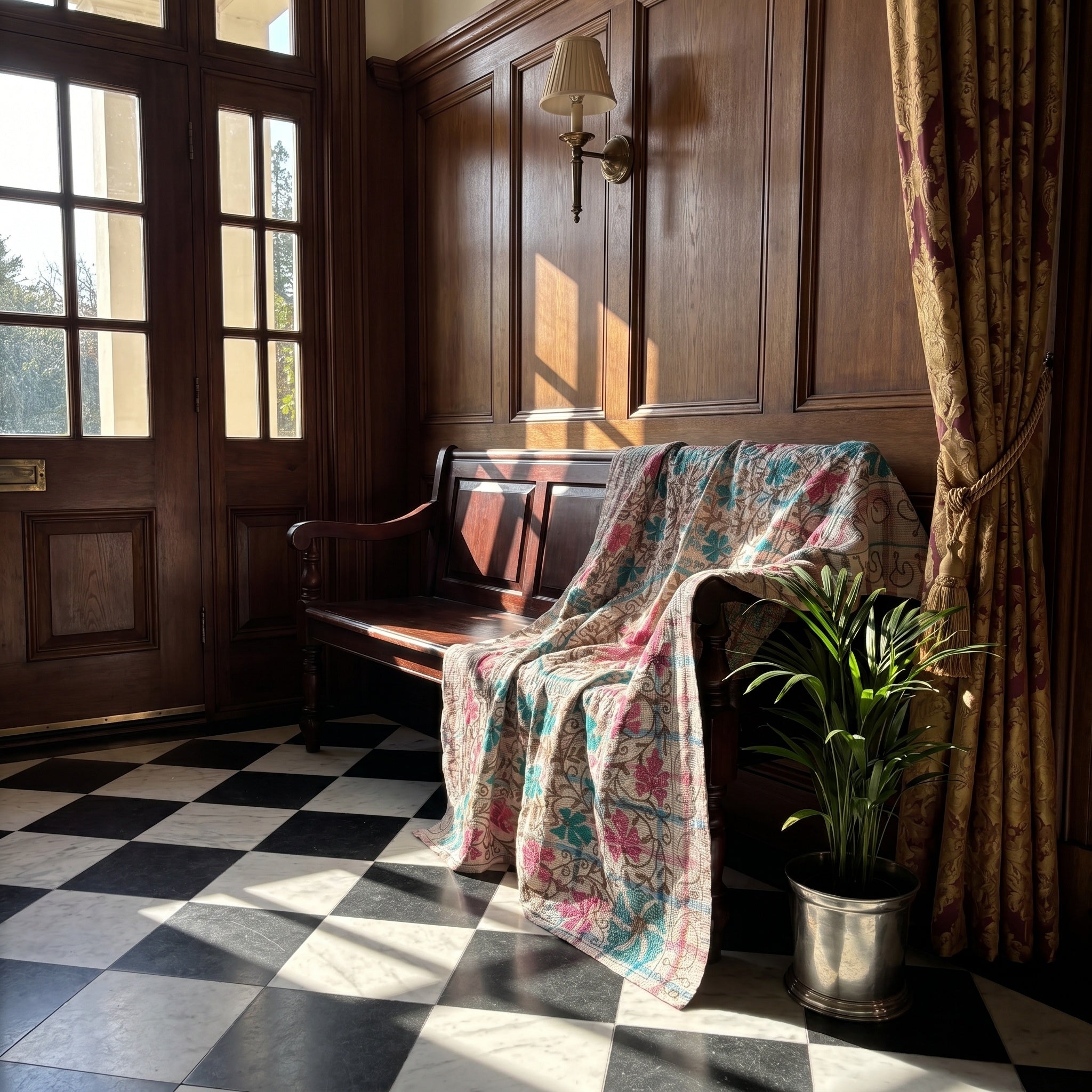 Or Bloom Luxury Vintage Suzani Kantha Throw