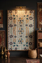 Jeté vintage de luxe Suzani Kantha Maple Whisper