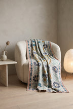Jeté vintage de luxe Suzani Kantha Maple Whisper