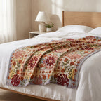 Jeté Suzani Kantha vintage de luxe réversible Quiet Passage