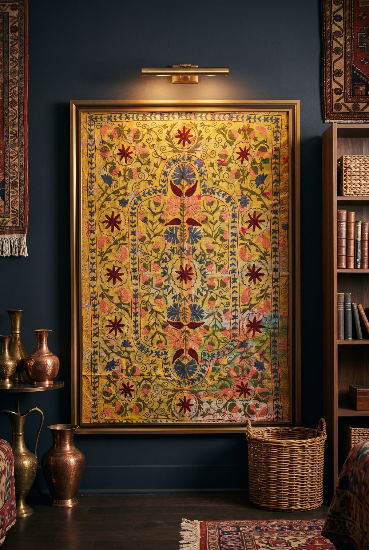 Plaid luxueux réversible Dawn Reverie style Suzani Kantha vintage