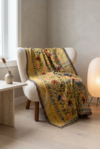 Plaid luxueux réversible Dawn Reverie style Suzani Kantha vintage