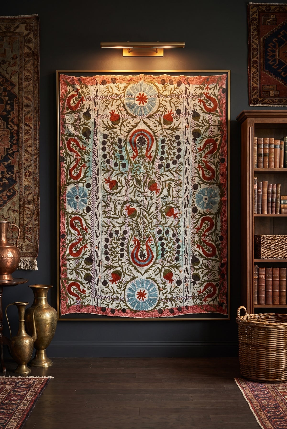 Fern Story Reversible Luxury Vintage Suzani Kantha Throw