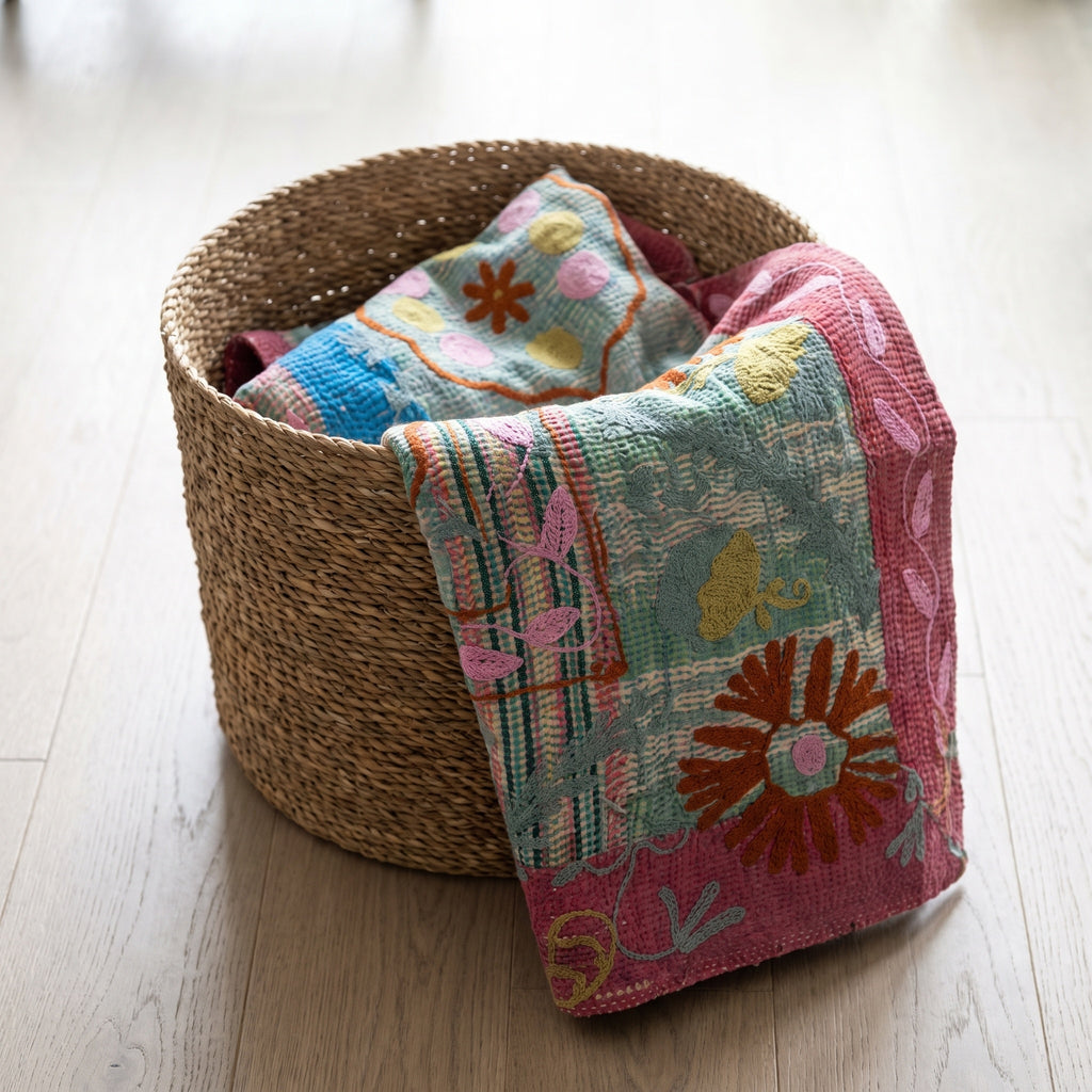 Maple Verse Reversible Luxury Vintage Suzani Kantha Throw