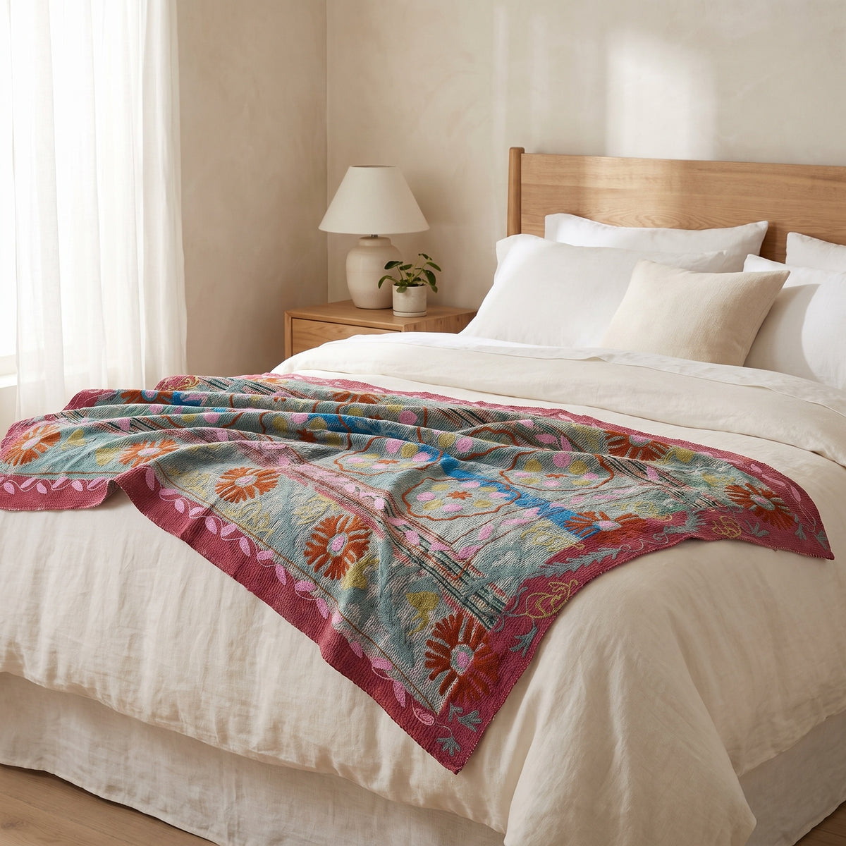 Maple Verse Reversible Luxury Vintage Suzani Kantha Throw