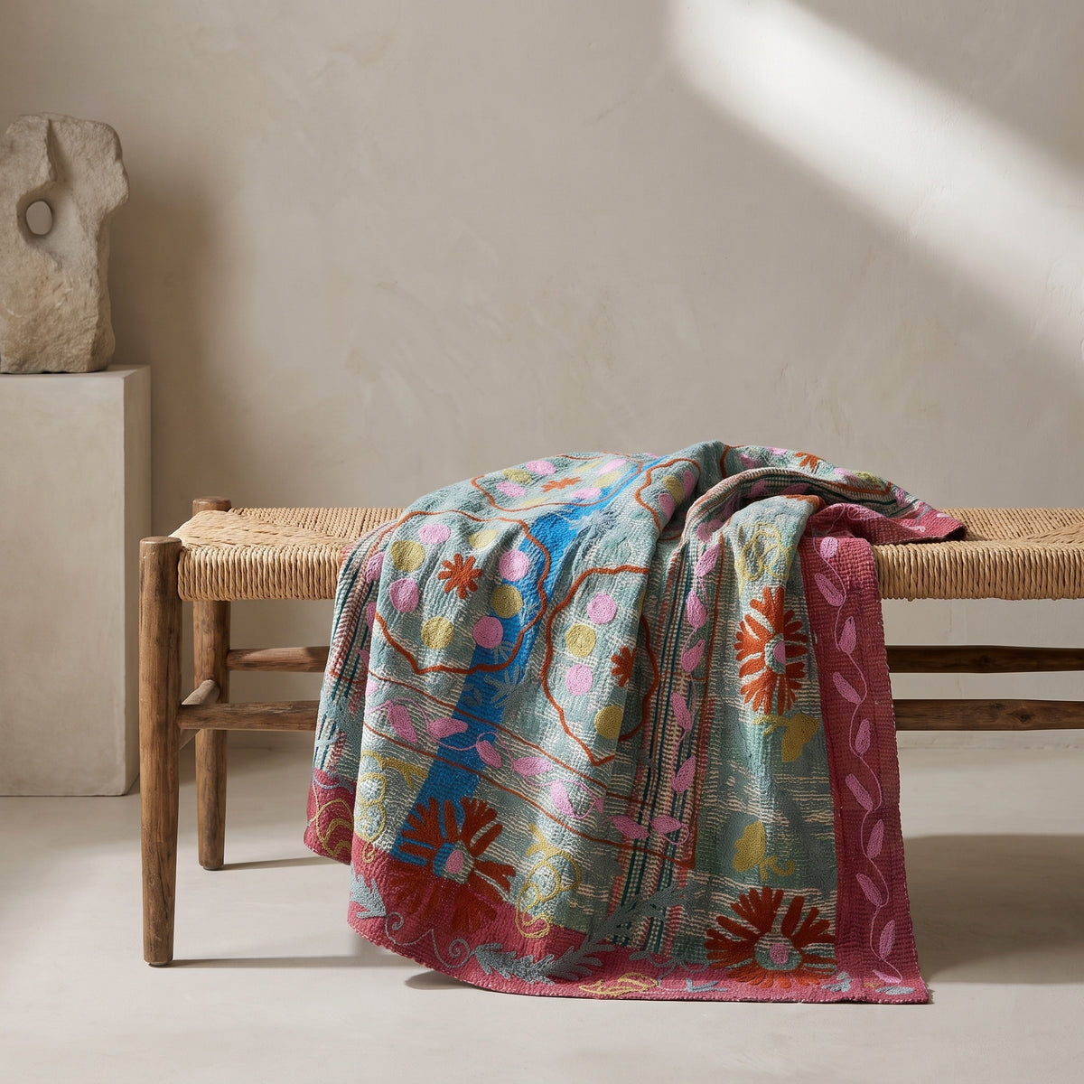 Maple Verse Reversible Luxury Vintage Suzani Kantha Throw