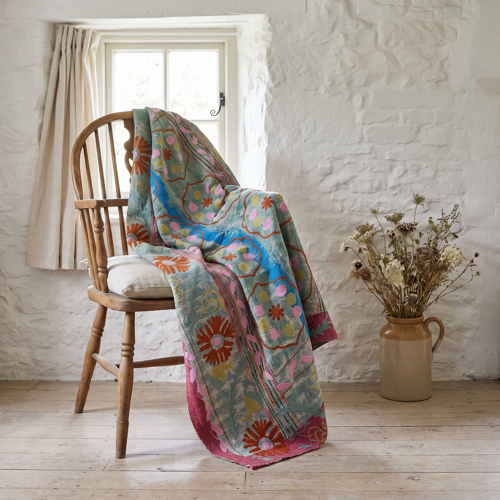 Maple Verse Reversible Luxury Vintage Suzani Kantha Throw