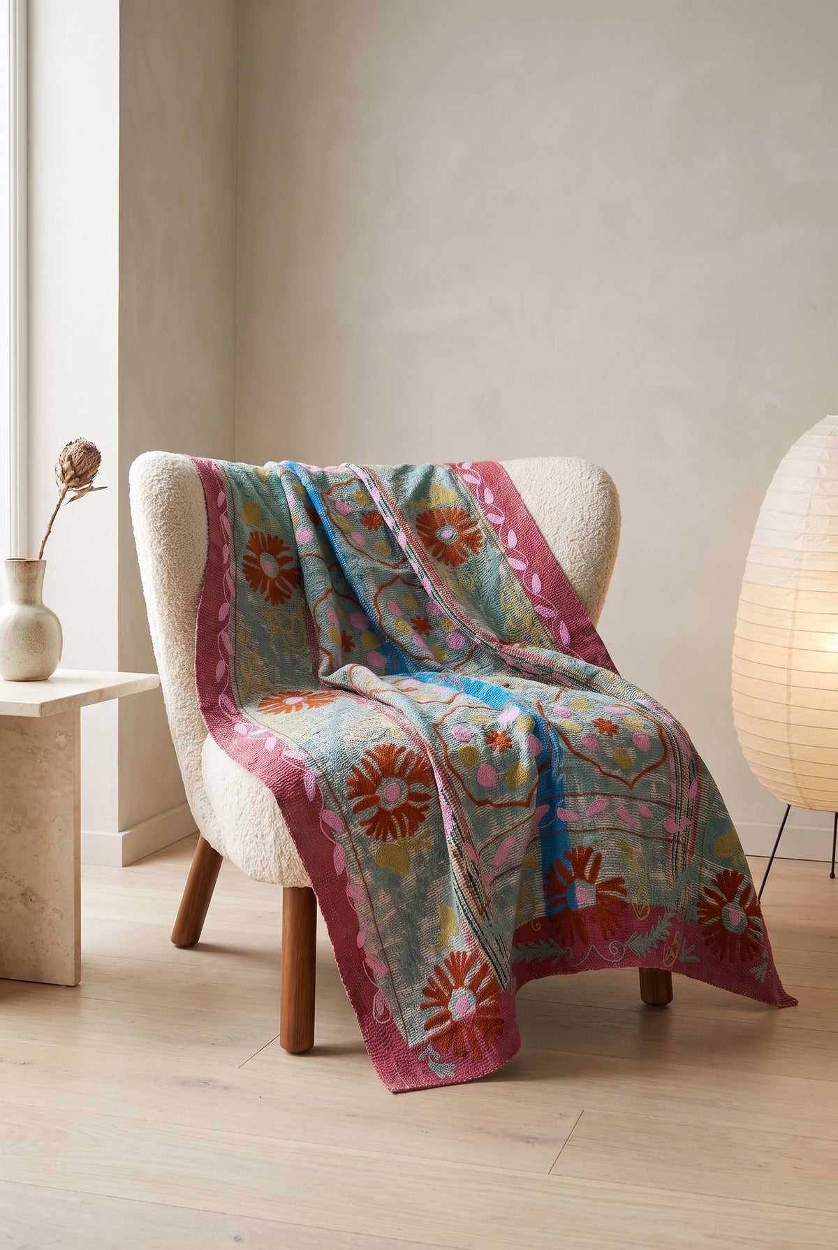 Maple Verse Reversible Luxury Vintage Suzani Kantha Throw