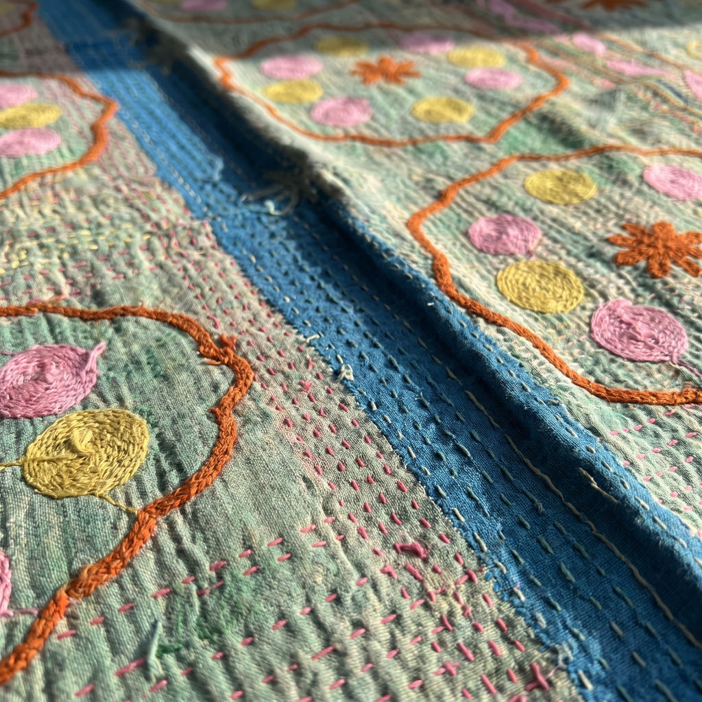 Maple Verse Reversible Luxury Vintage Suzani Kantha Throw