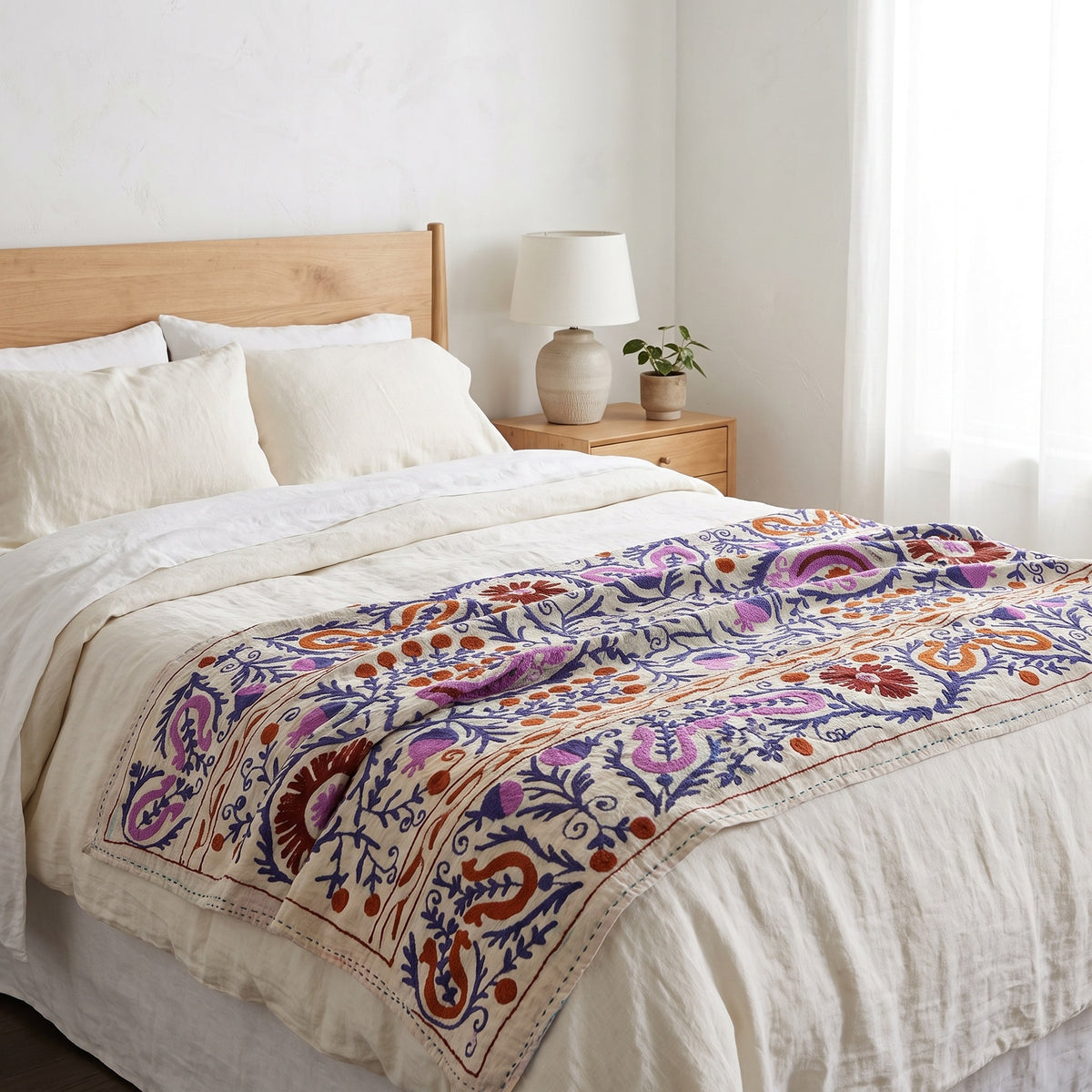 Dew Reverie Reversible Luxury Vintage Suzani Kantha Throw