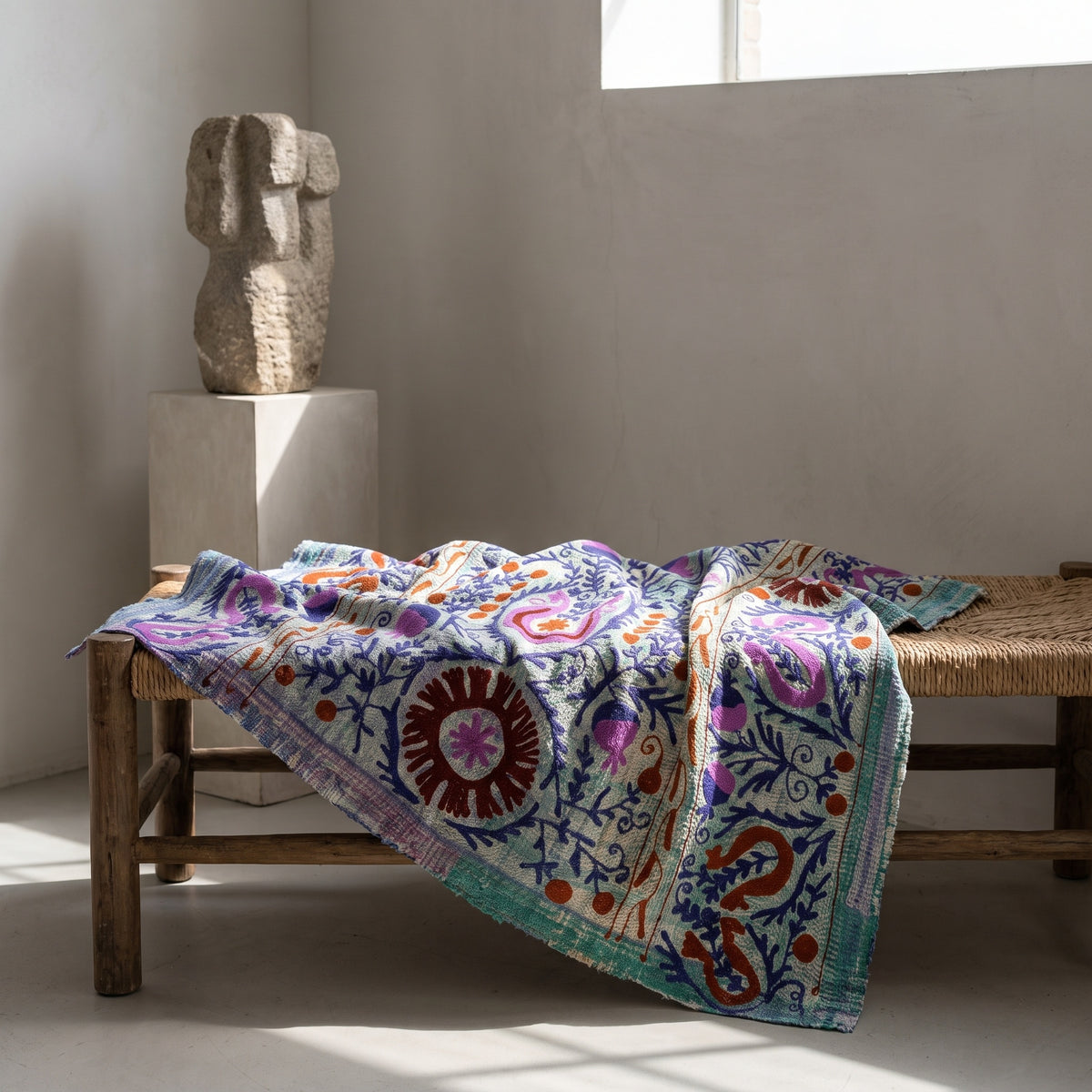 Dew Reverie Reversible Luxury Vintage Suzani Kantha Throw