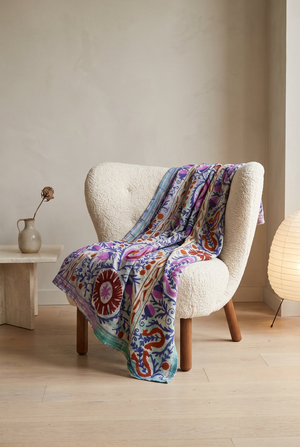 Dew Reverie Reversible Luxury Vintage Suzani Kantha Throw