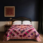 Mosaic Bloom Handmade Patchwork & Sequin Queen Bedspread