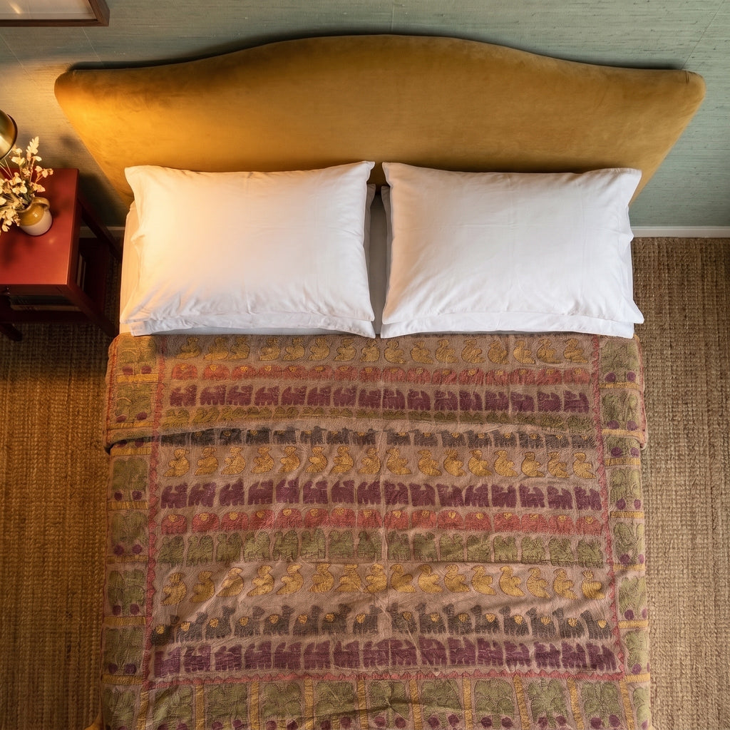 Fern Whisper Handmade Appliqué Queen Bedspread