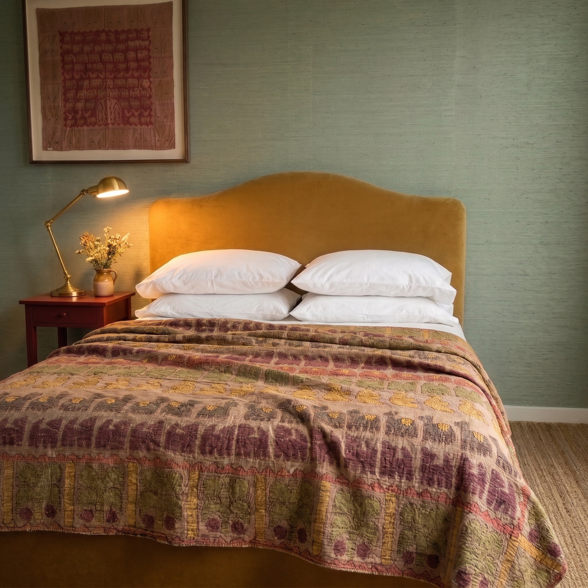 Fern Whisper Handmade Appliqué Queen Bedspread