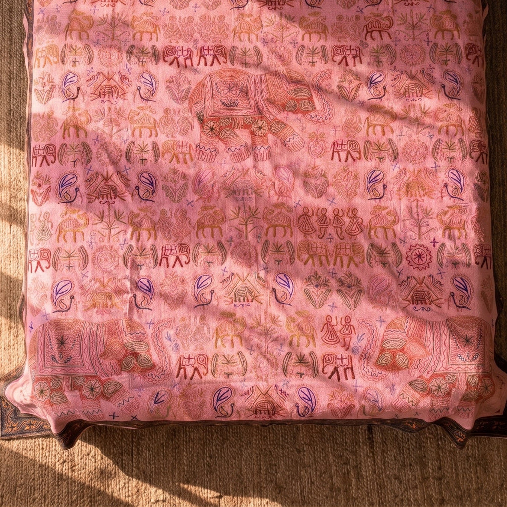 Dawn Meadow Handmade Embroidered Queen Bedspread