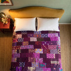 Serene Bloom Handmade Kantha Patchwork Queen Bedspread