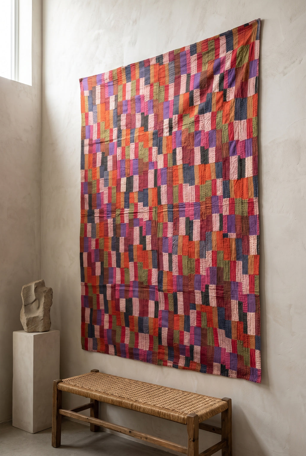 Maple Haven Kantha Patchwork Embroidered Pure Cotton Wall Tapestry