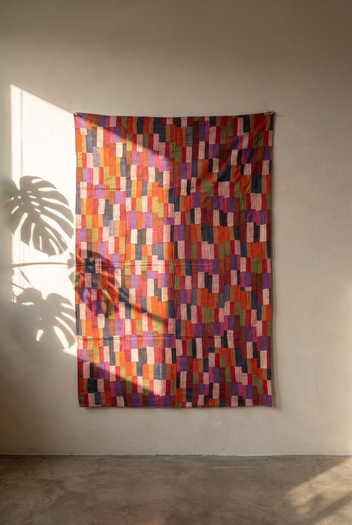 Maple Haven Kantha Patchwork Embroidered Pure Cotton Wall Tapestry