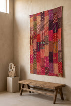 Fern Folklore Kantha Patchwork Embroidered Pure Cotton Wall Tapestry
