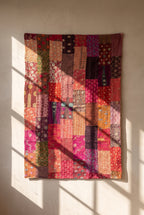 Fern Folklore Kantha Patchwork Embroidered Pure Cotton Wall Tapestry