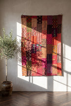Fern Folklore Kantha Patchwork Embroidered Pure Cotton Wall Tapestry