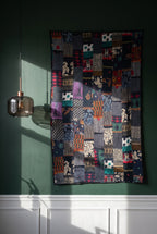 Fern Serenade Kantha Patchwork Embroidered Pure Cotton Wall Tapestry
