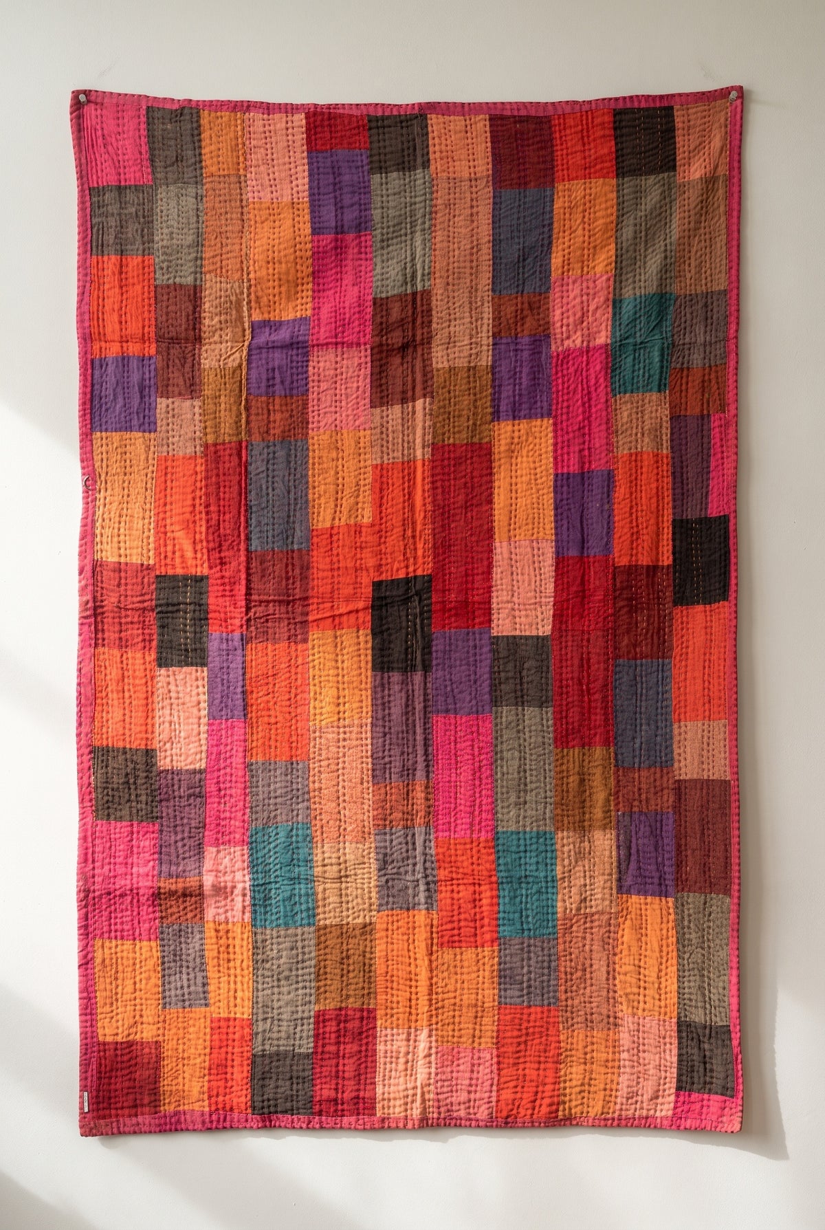 Bloom Reverie Kantha Patchwork Embroidered Pure Cotton Wall Tapestry