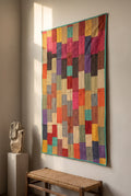 Tapisserie murale en pur coton brodée au kantha et patchwork Dawn Keepsake
