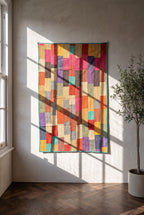 Tapisserie murale en pur coton brodée au kantha et patchwork Dawn Keepsake